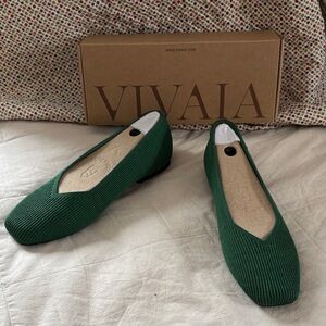 VIVAIA Women's Green Ribbed Flats - Comfortable Loafers